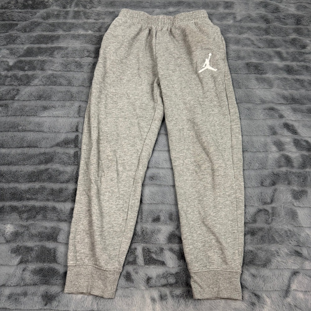 Jordan Kids Gray Jumpman Fleece Joggers Sweatpants Medium 10-12Y 617846-064